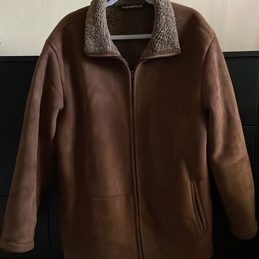 Brown microsuede jacket. Size L.  Weatherproof garment co. brand